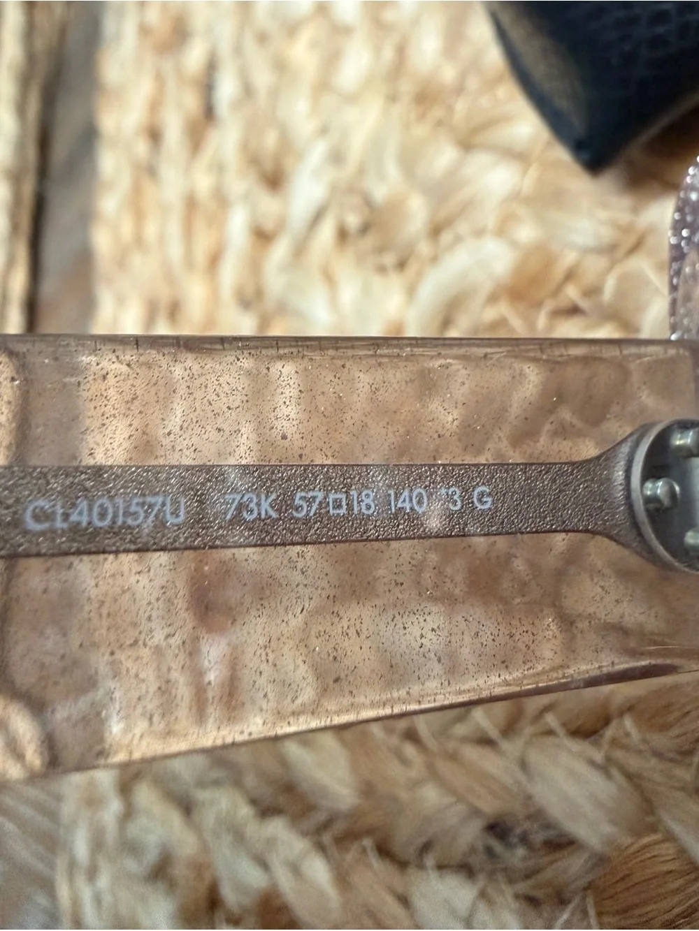Authentic Celine Translucent Beige Sparkling Frame Sunglasses with Brown Lenses
